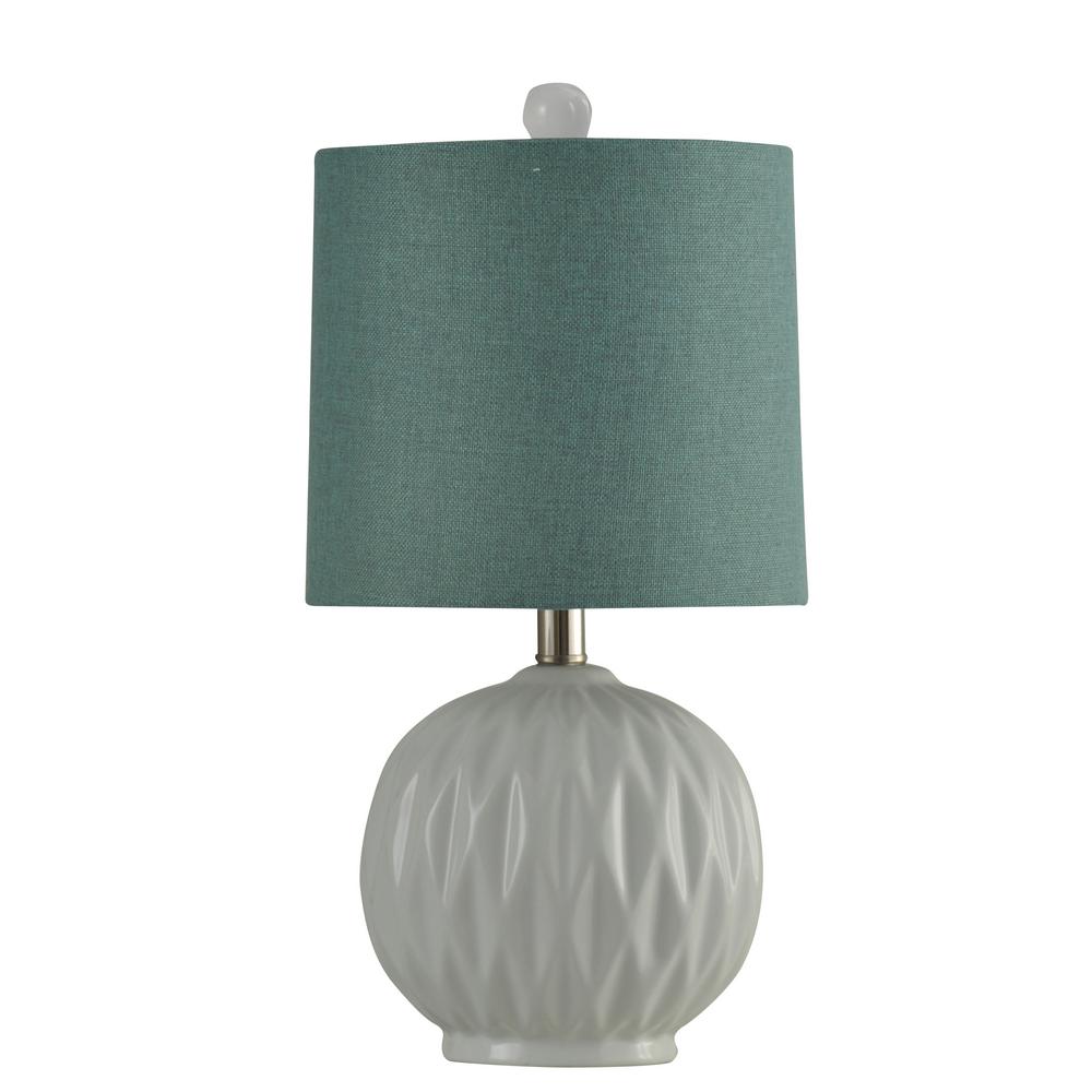 Stylecraft 19 75 In White Silver Table Lamp With New Blue Fabric Shade