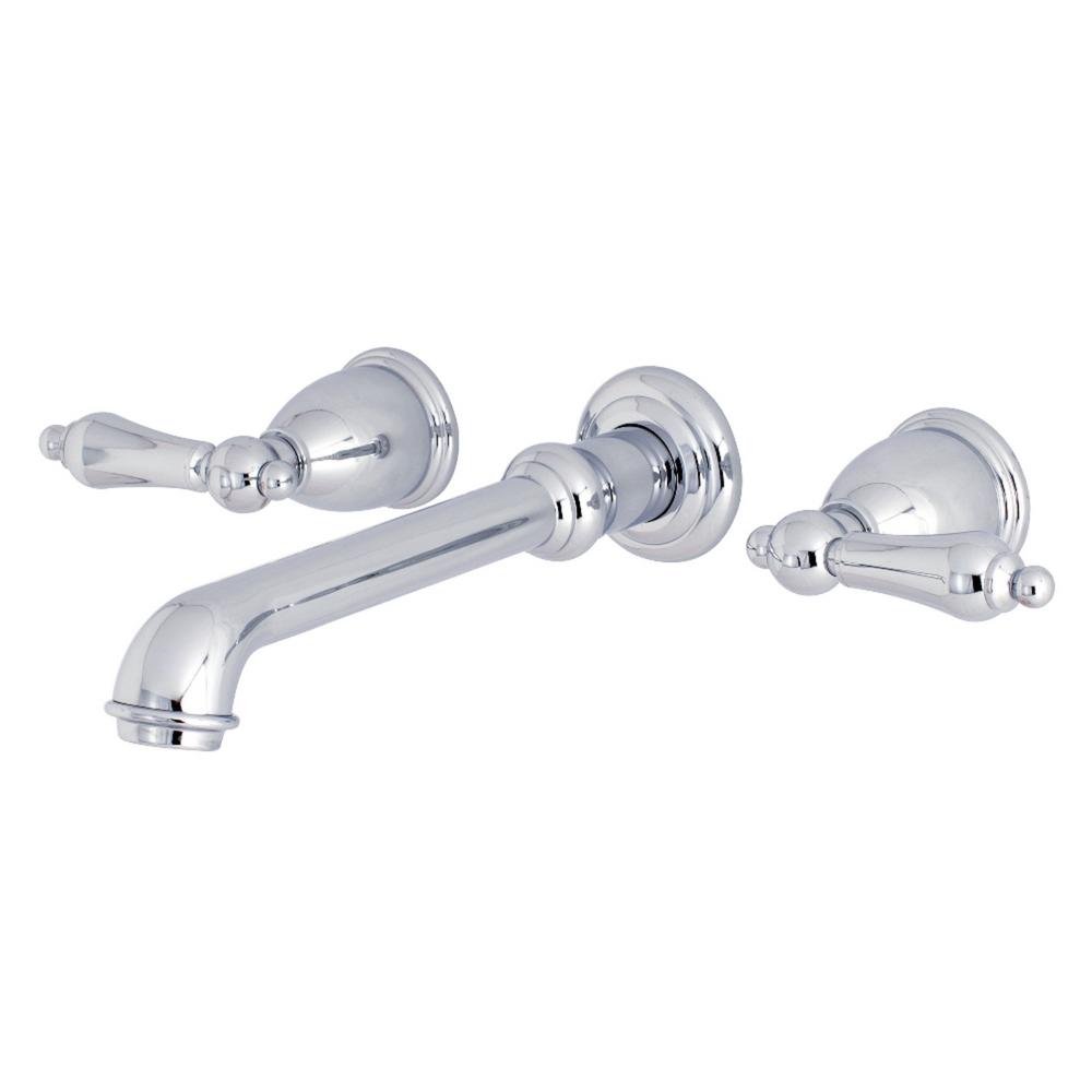 Knob Wall Mount Bathtub Faucets Bathroom The Home Depot English Country 2 Handle Wall Mount Roman Tub Faucet Filler In Chrome