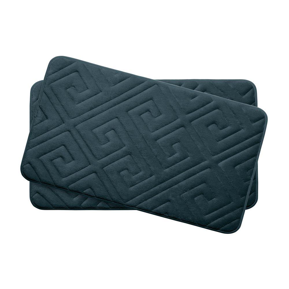 Bouncecomfort Caicos Slate Teal 17 In X 24 In Memory Foam 2 Piece Bath Mat Set Ymb003643 The Home Depot