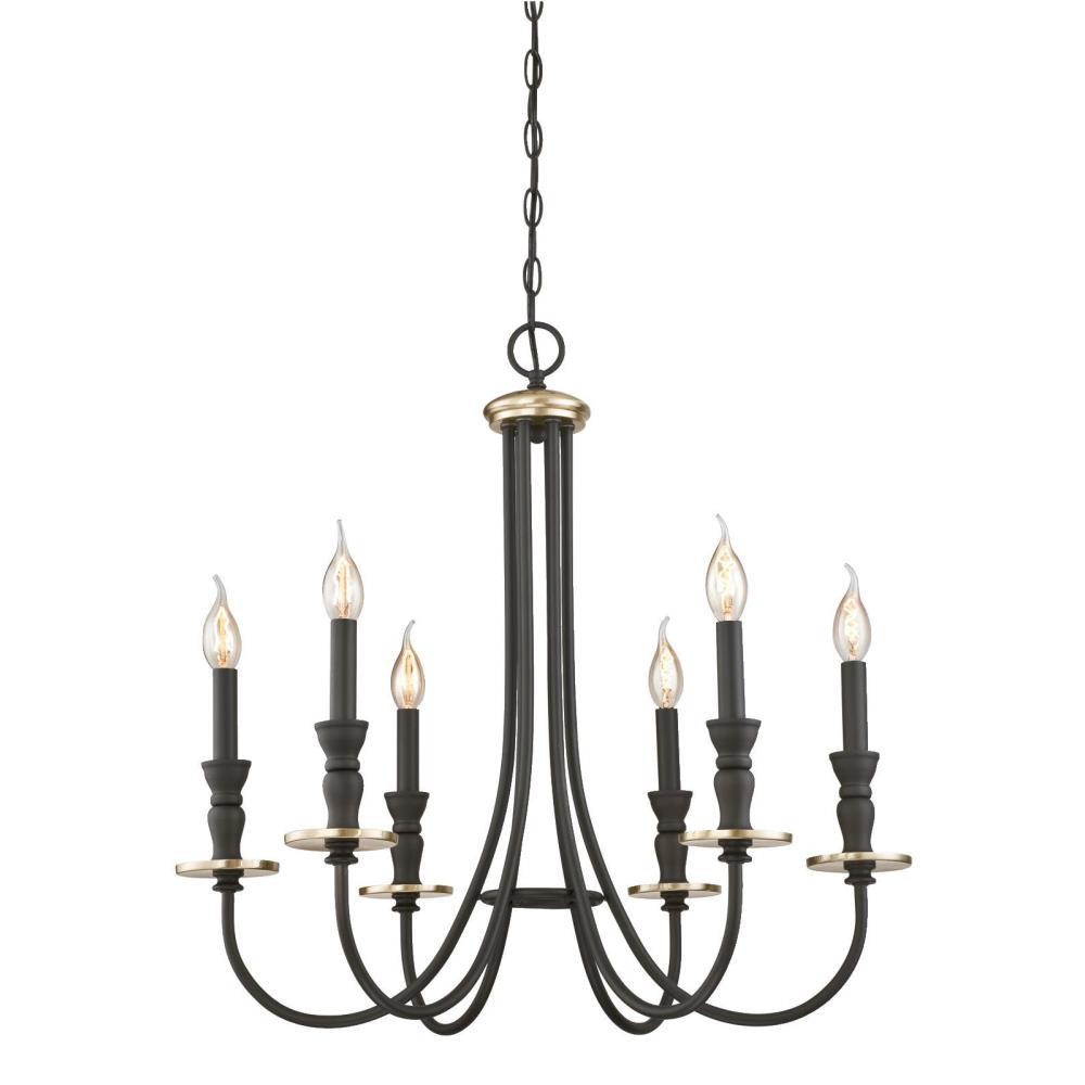 Westinghouse Cresting 6Light Oil Rubbed Bronze with Antique Brass Accents Chandelier6325200