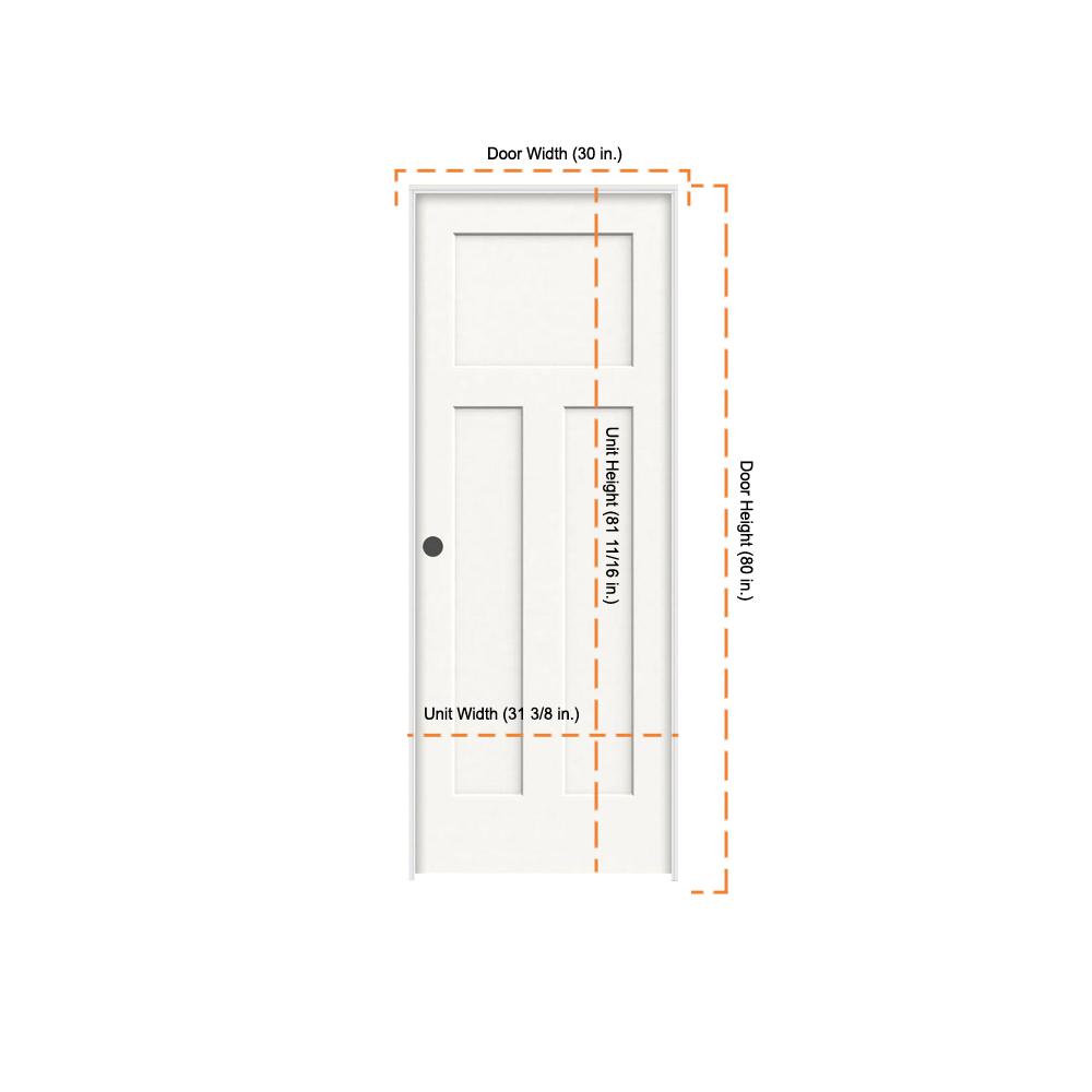 Jeld Wen 30 In X 80 In Craftsman White Painted Right Hand Smooth