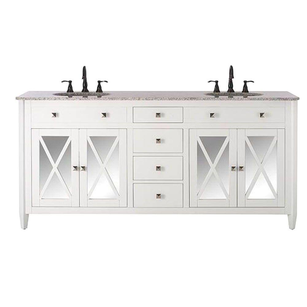 Home Decorators Collection Barcelona 73 In W X 22 D Double Bath D Double Bath Vanity In White With Granite Top Grey And Basin 13212 Vs73h Wt The Home Depot