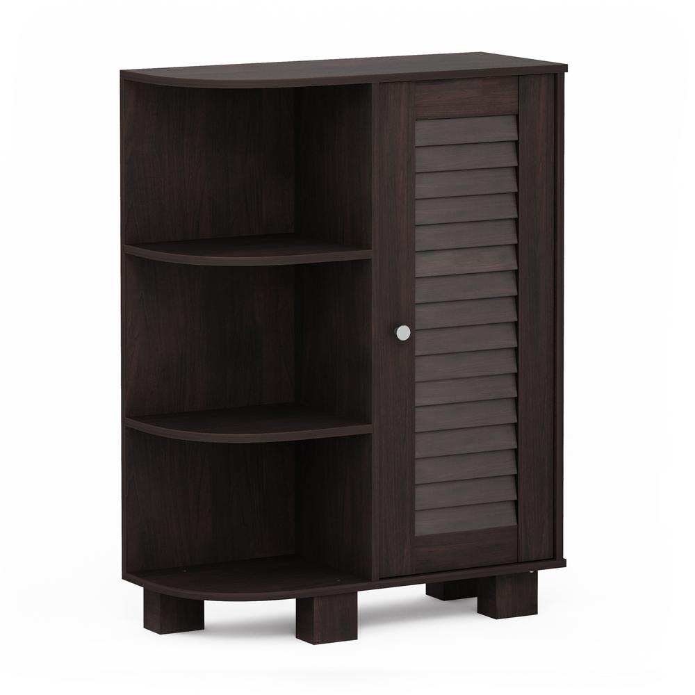 Furinno Indo Espresso Storage Shelf With Louver Door Cabinet