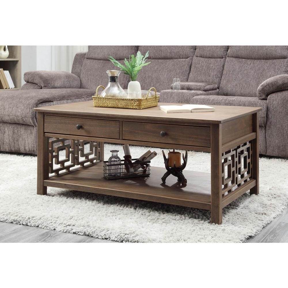 Linon Home Decor Haven Rustic Brown Coffee Table Thd01869 The