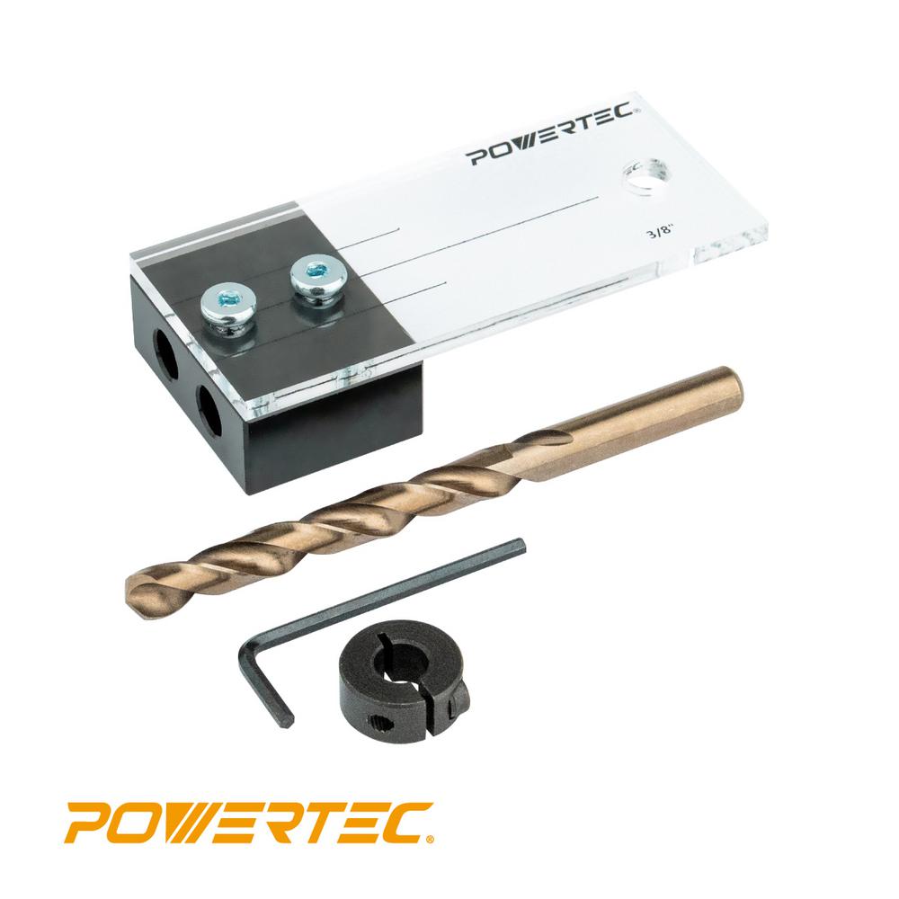 POWERTEC 3/8 in. Dowel Drilling Jig with Cobalt M35 Drill Bit and