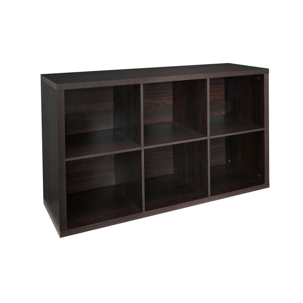 Photo 1 of 44 in. H x 30 in. W x 14 in. D Black Walnut Wood Look 6-Cube Storage Organizer