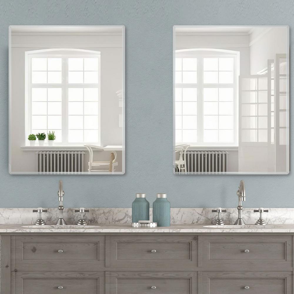 NEUTYPE 36 in. x 28 in. Modern Rectangle Unframed Beveled Glass Wall