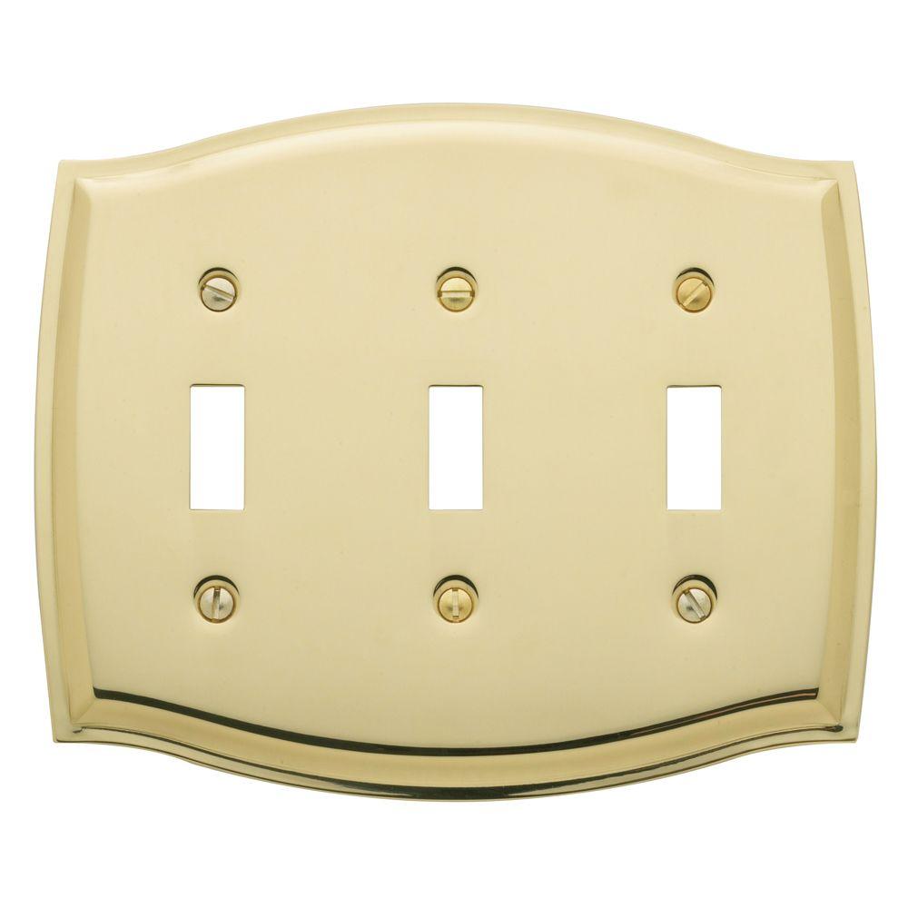 Baldwin Colonial 3 Toggle Wall Plate Polished Brass4780.030.CD The