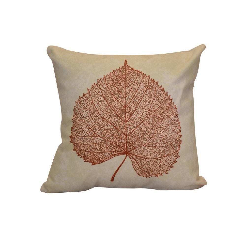 Leaf Study Floral Print Throw Pillow Rust Orange Pfn747or16 16