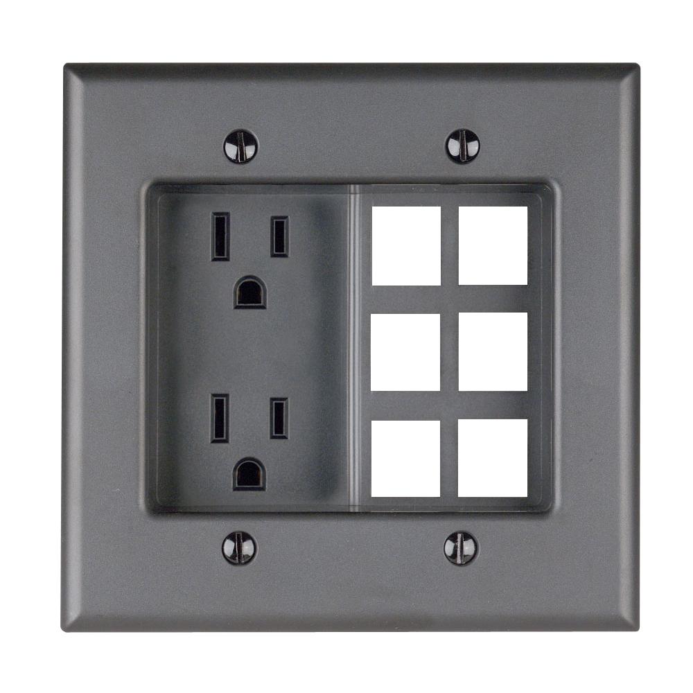 Leviton 2Gang Recessed Entertainment Box with Duplex Leviton 2Gang Recessed Entertainment Box with Duplex