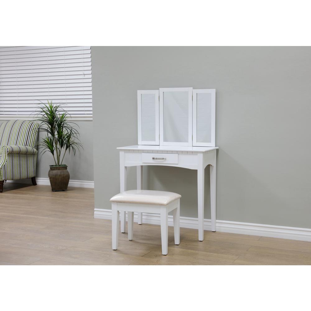 Homecraft Furniture Malachi 3 Piece White Bedroom Vanity Set