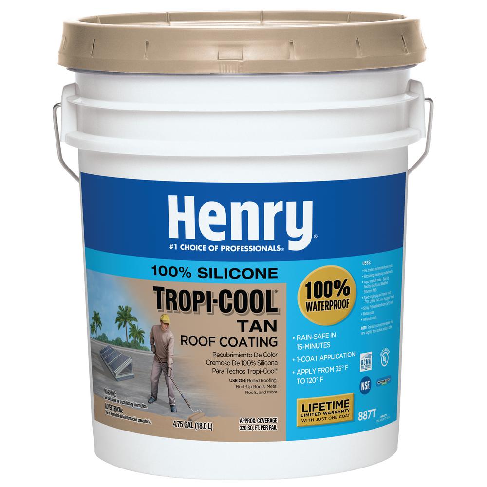 Henry 4 75 Gal 887t Tropi Cool 100 Silicone Tan Roof Coating He887t018 The Home Depot