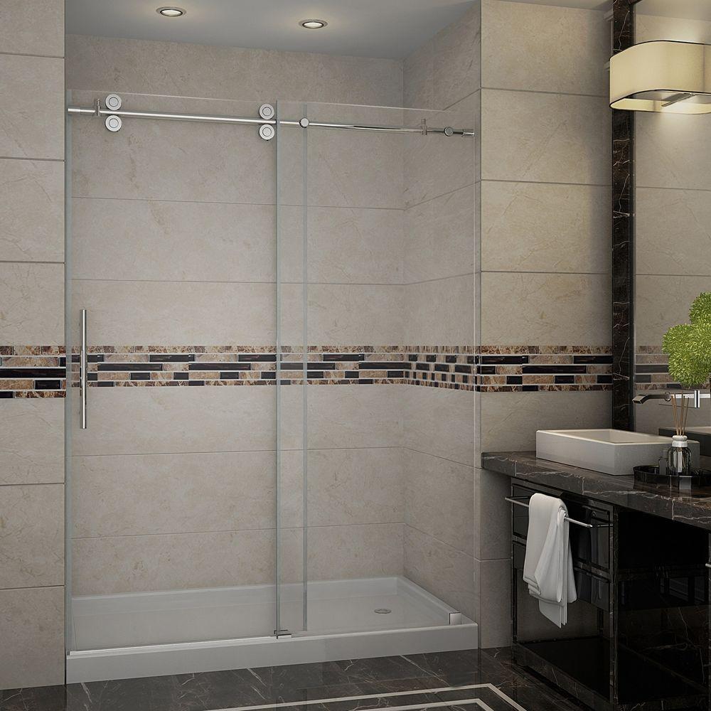 Aston Langham 60 In X 77 1 2 In Completely Frameless Sliding