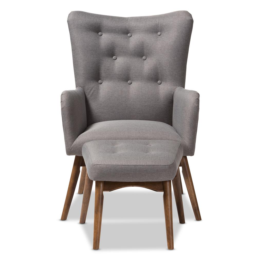 Baxton Studio Waldmann Grey Fabric Lounge Chair And Ottoman Set 143 Baxton Studio Waldmann Grey Fabric Lounge Chair And Ottoman Set