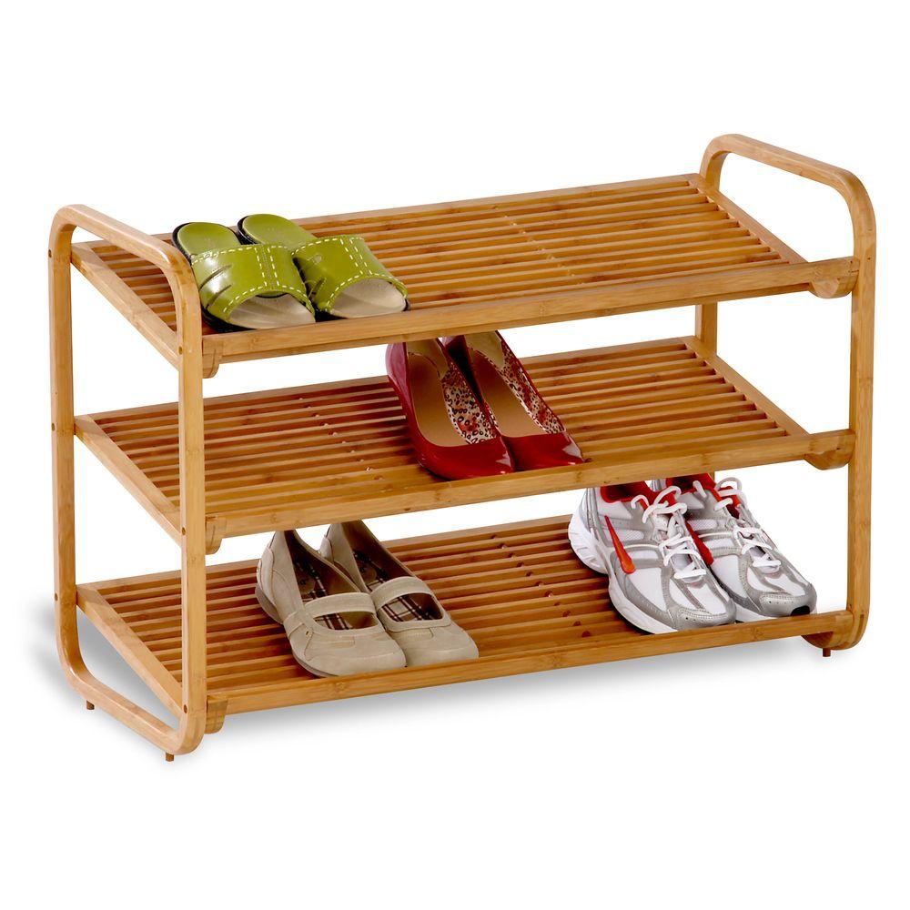 Honey Can Do 3 Tier Bamboo Shoe Rack Organizer Sho 01599 The Home Depot