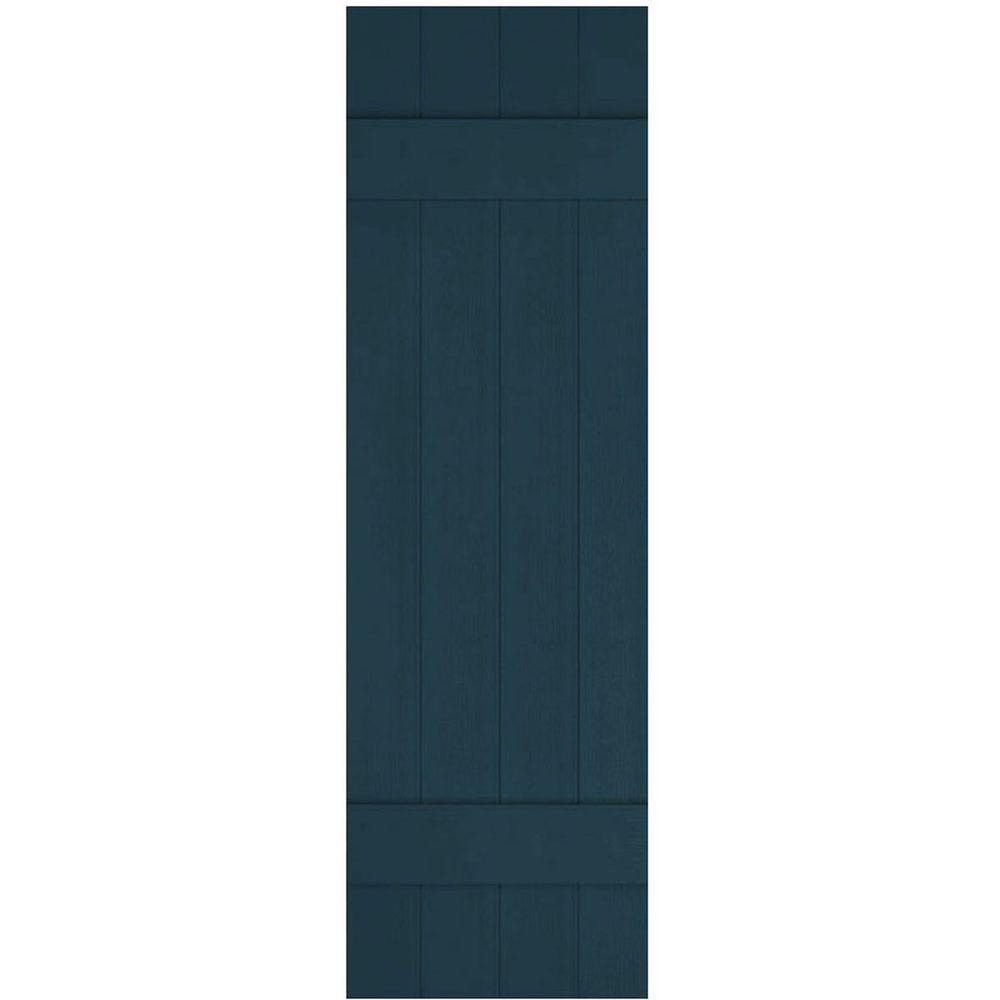 14 x 43 Midnight Blue Ekena Millwork LJ4S14X04300MB Lifetime Vinyl Standard Four Joined with Board-n-Batten Shutters