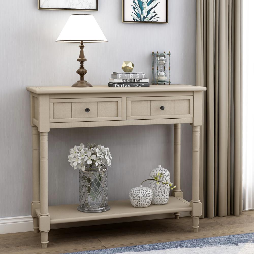 Harper Bright Designs Grey Daisy Series Console Table With Two