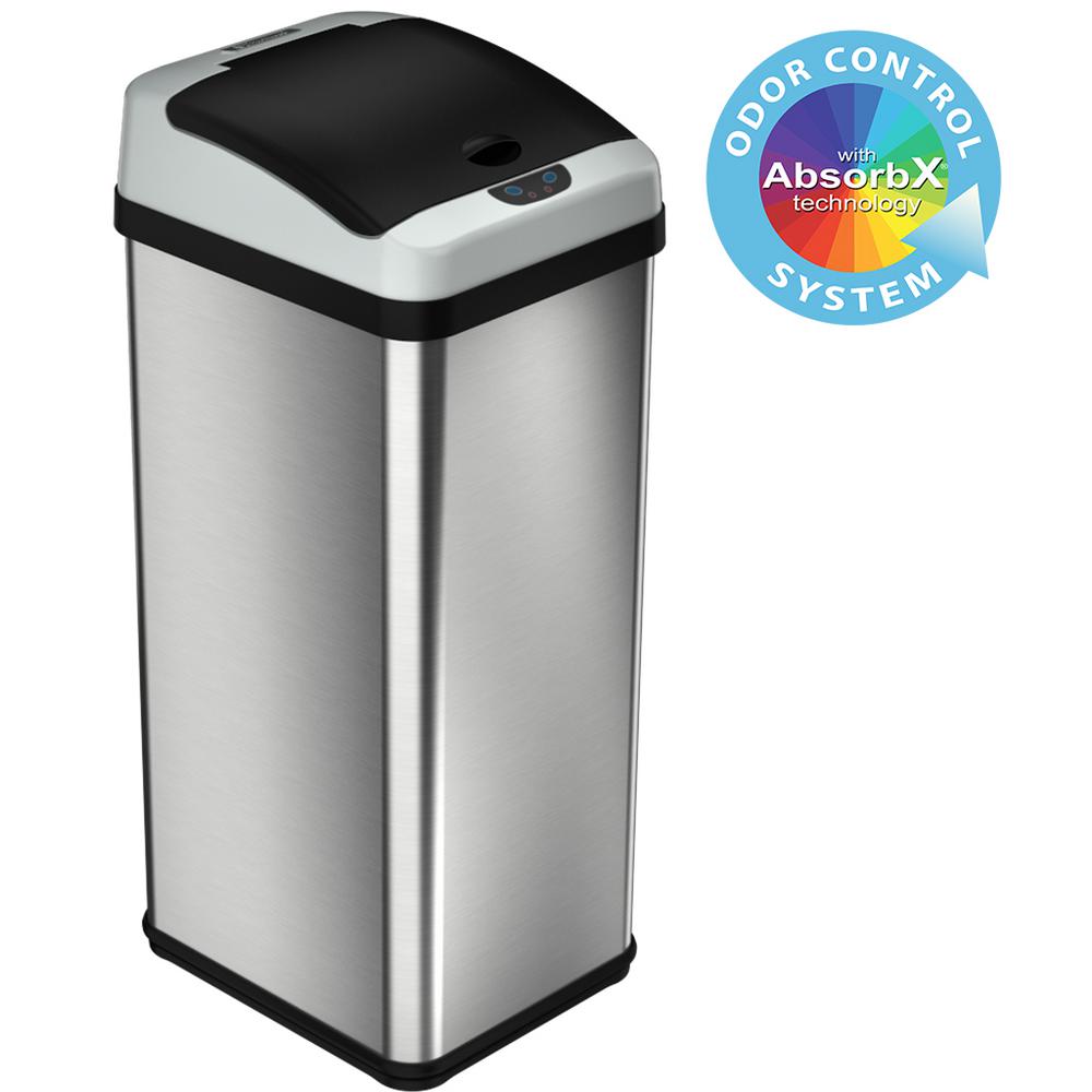 Itouchless 13 Gal Stainless Steel Square Extra Wide Lid Opening Motion Sensing Touchless Trash Can It13rx The Home Depot