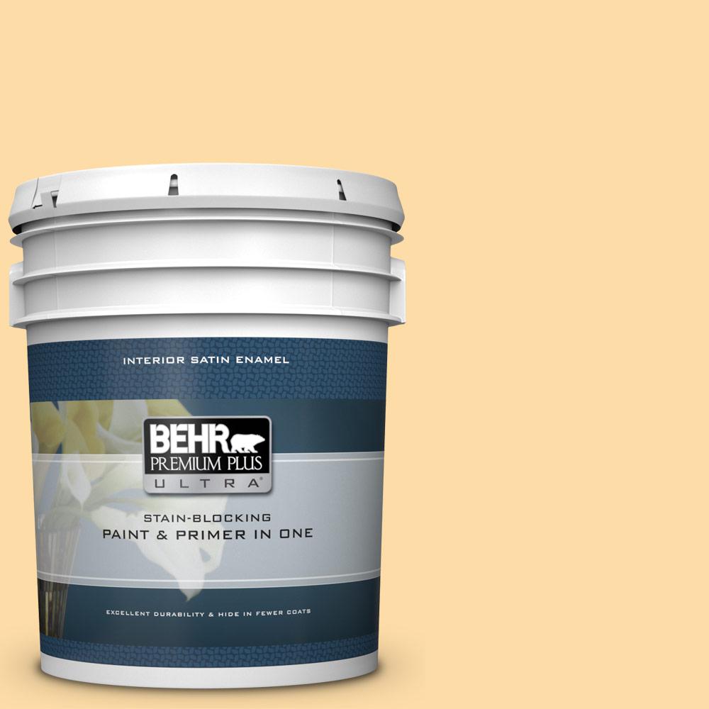 BEHR Premium Plus Ultra 5 gal. 300A3 Melted Butter Satin Enamel