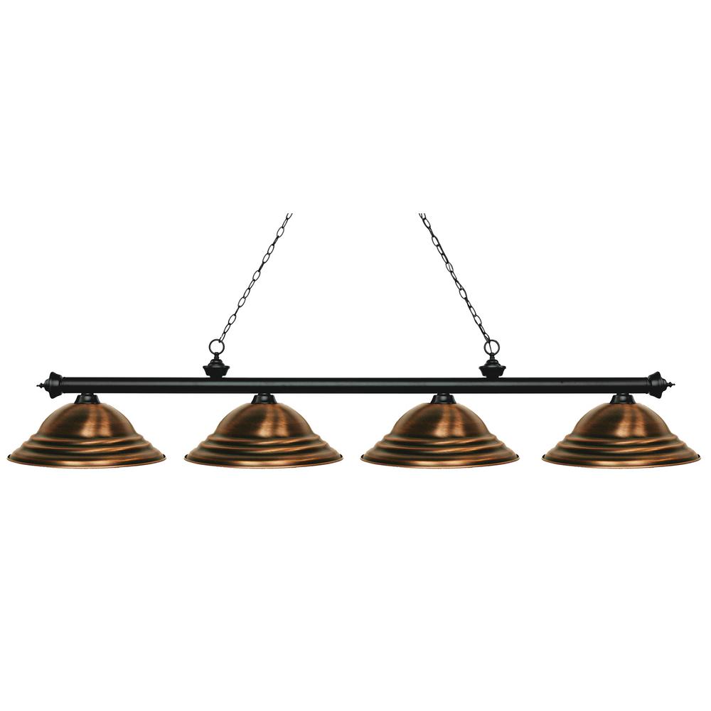 Pool Table Lights Lighting The Home Depot Porter 4 Light Matte Black Billiard With Antique Copper Steel Shade