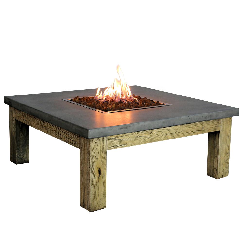 Elementi Amish 40 In X 17 In Square Concrete Propane Fire Pit