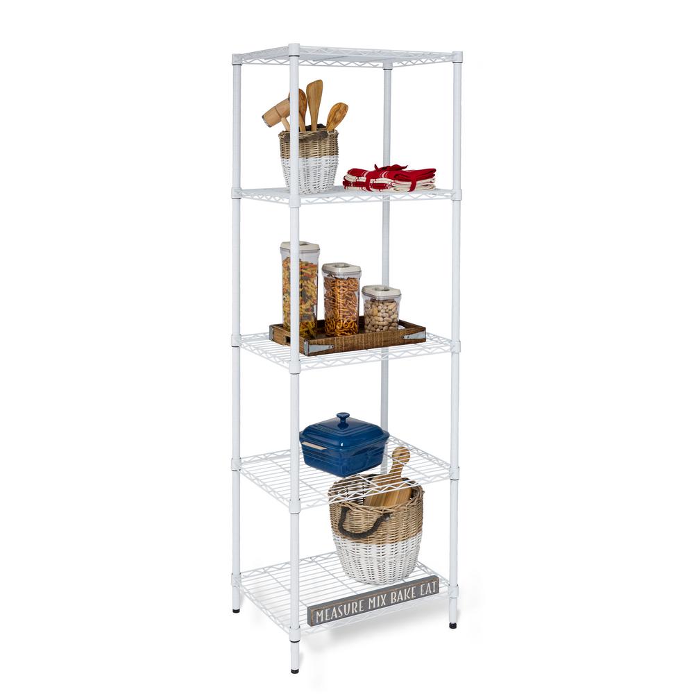 HoneyCanDo White 5Tier Metal Wire Shelving Unit (18 in. W x 72 in. H