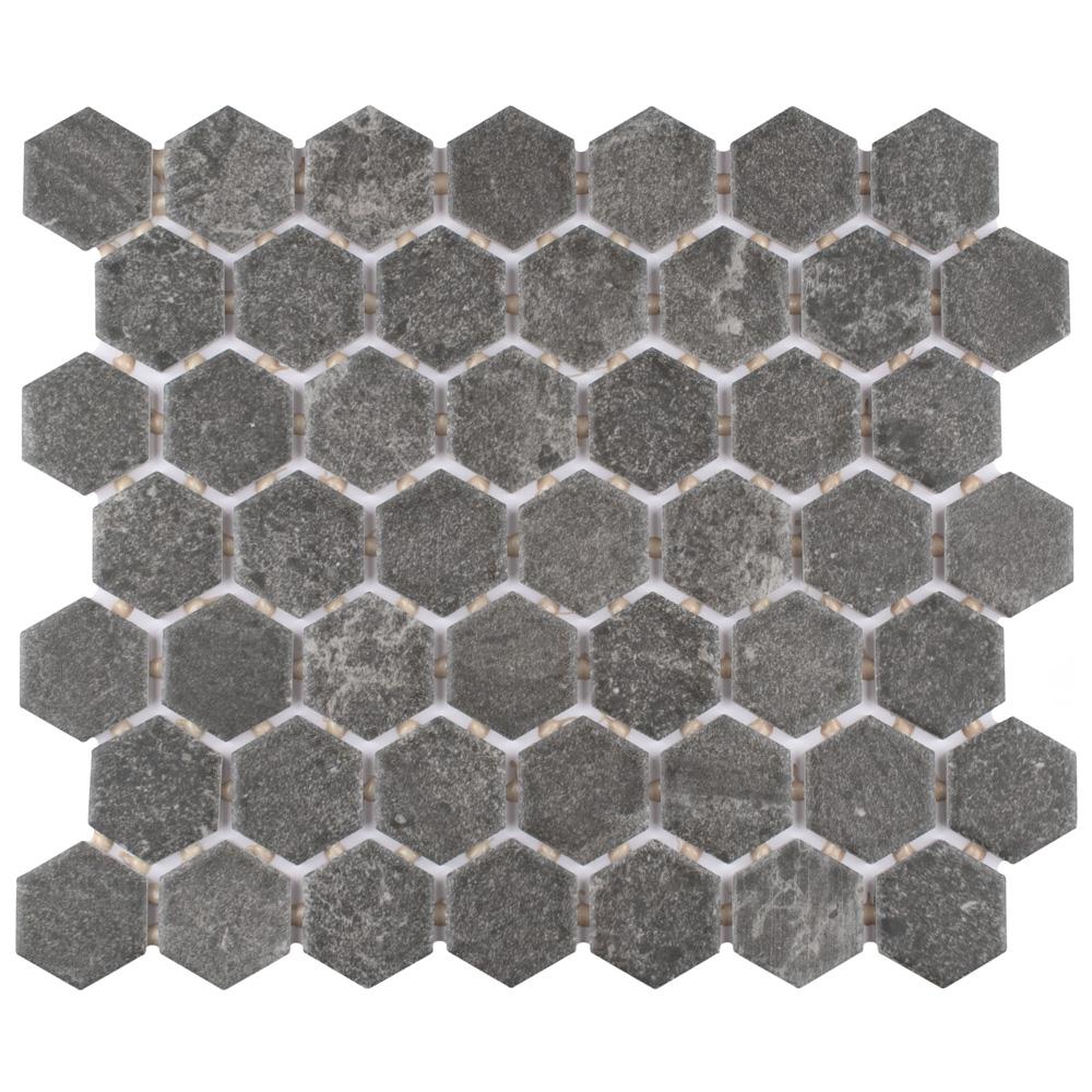 Merola Tile Liverpool Hex 11 3 8 In X 10 6mm Dark Merola Tile Liverpool Hex 11 3 8 In