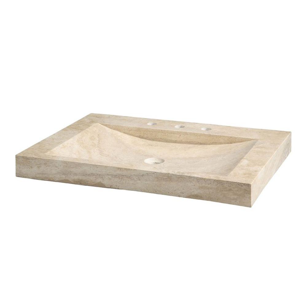 RYVYR 301/8 in. Travertine Vanity Top in Beige with Beige Basin
