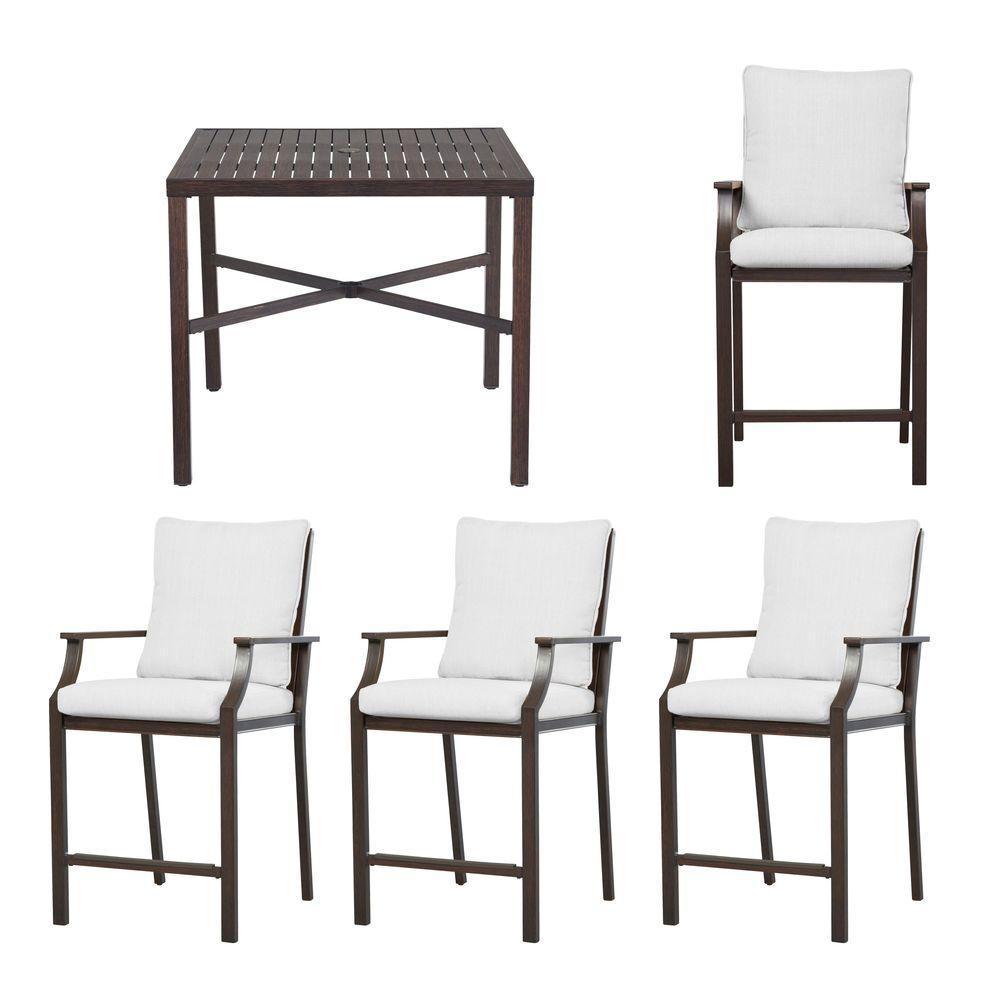 Hampton Bay Millstone 5Piece High Patio Dining Set with Cushion Insert