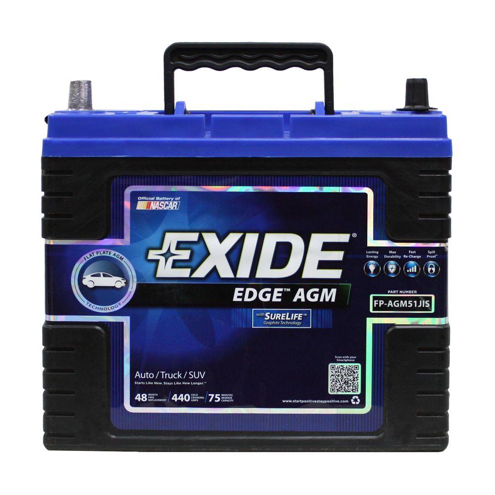 Exide Edge 12 Volts Lead Acid 6-Cell S46B24R Group Size 440 Cold ...