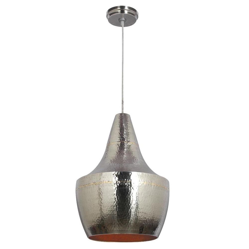 Kenroy Home Dervish 1 Light Hammered Nickel And Brass Pendant