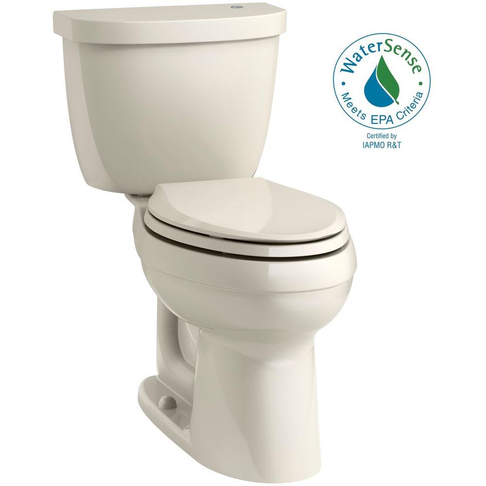 Touchless Toilets Toilet Seats Bidets The Home Depot Cimarron Touchless Comfort Height 2 Piece 1 28 Gpf Single Flush Elongated Toilet In Almond