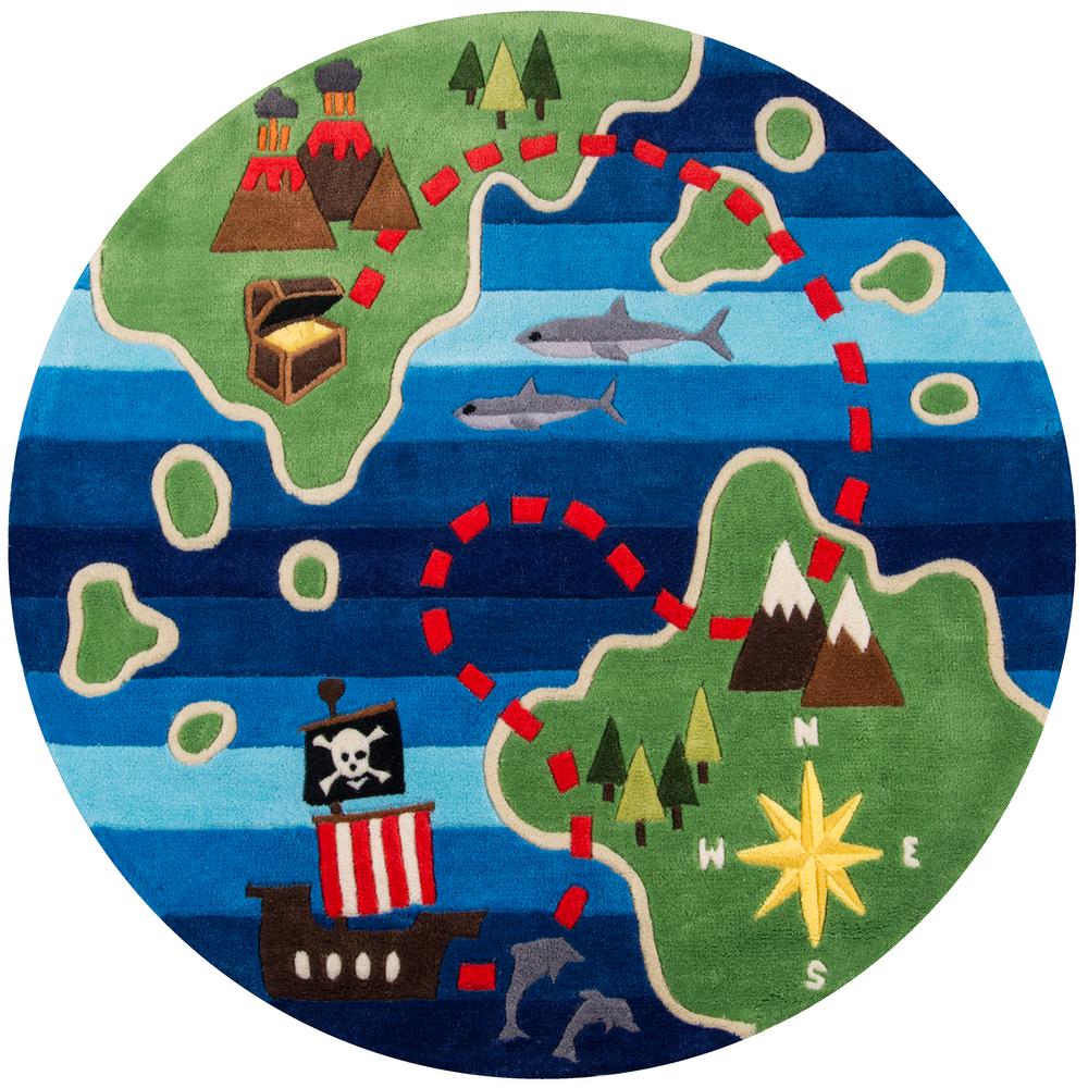 Momeni Lil Mo Whimsy Pirate Multi 5 Ft X Indoor Kids Round Area Rug