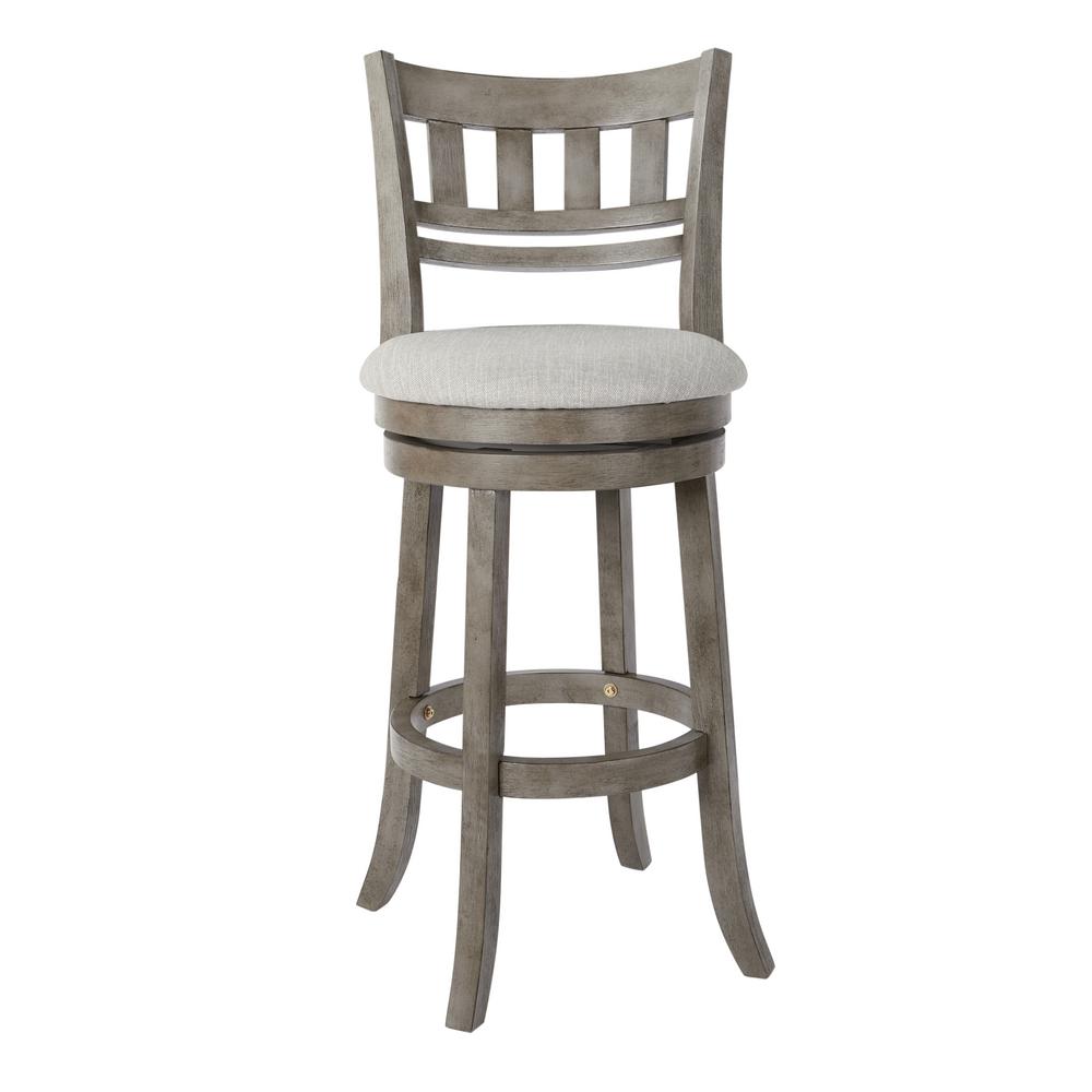 OSP Home Furnishings Swivel Stool 30 in. Antique Grey with Slatted Back