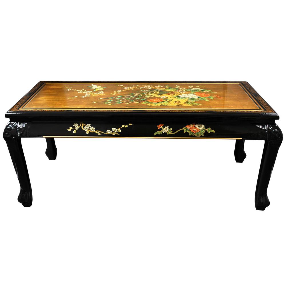 Oriental Furniture Gold Coffee Table-LCQ-CT-GOLD - The Home Depot