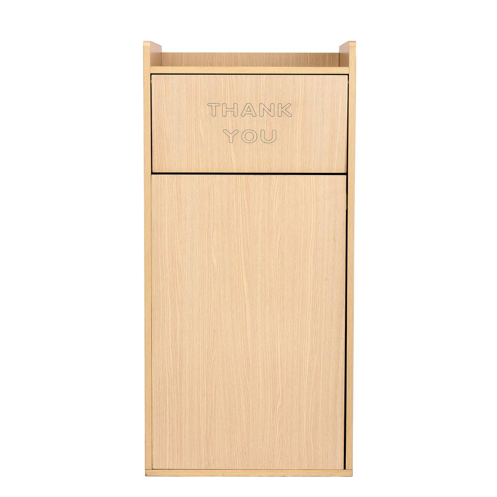 Alpine Industries Oak Wooden Waste Receptacle Trash Can