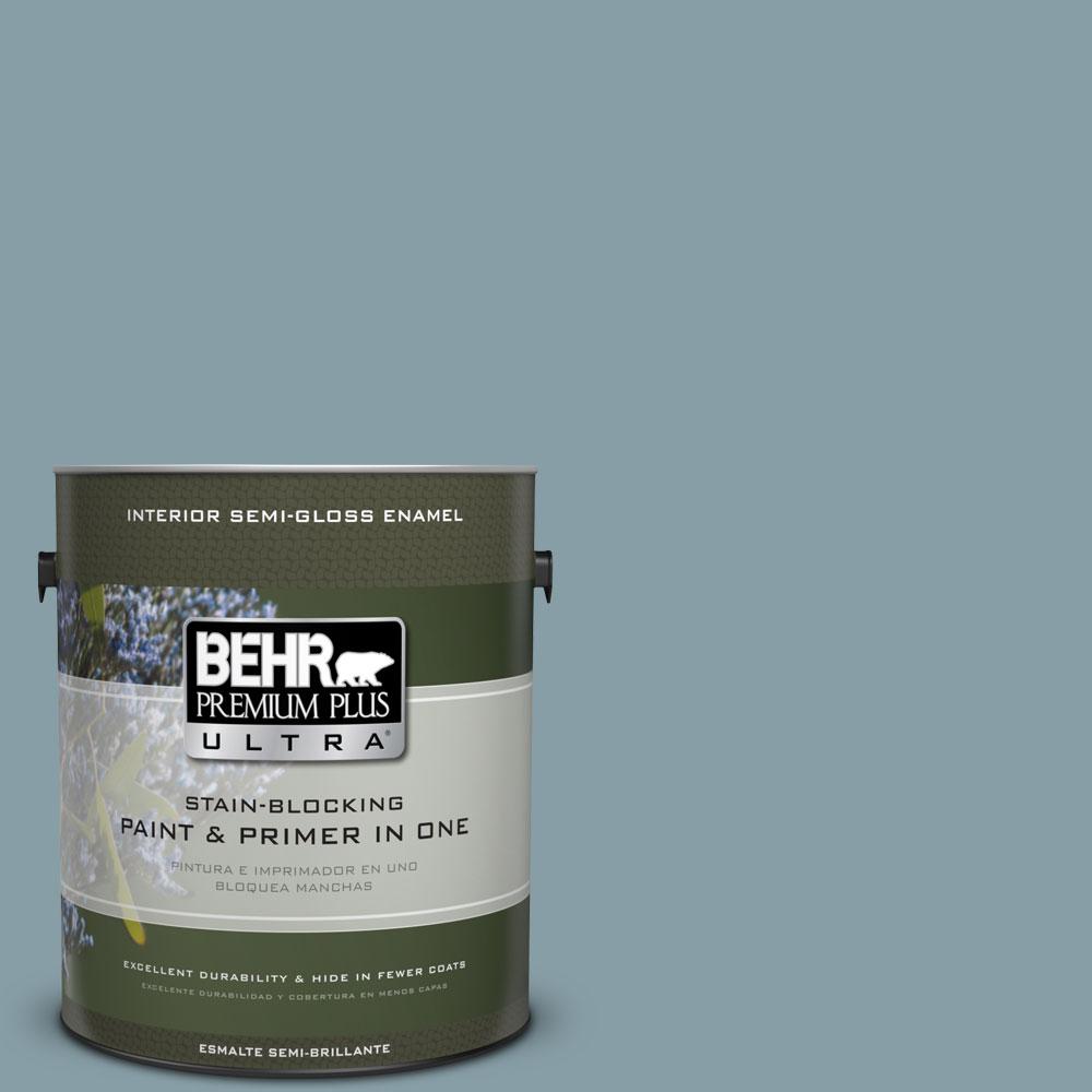 BEHR Premium Plus Ultra 1gal. BNC18 Aqua Gray SemiGloss Enamel