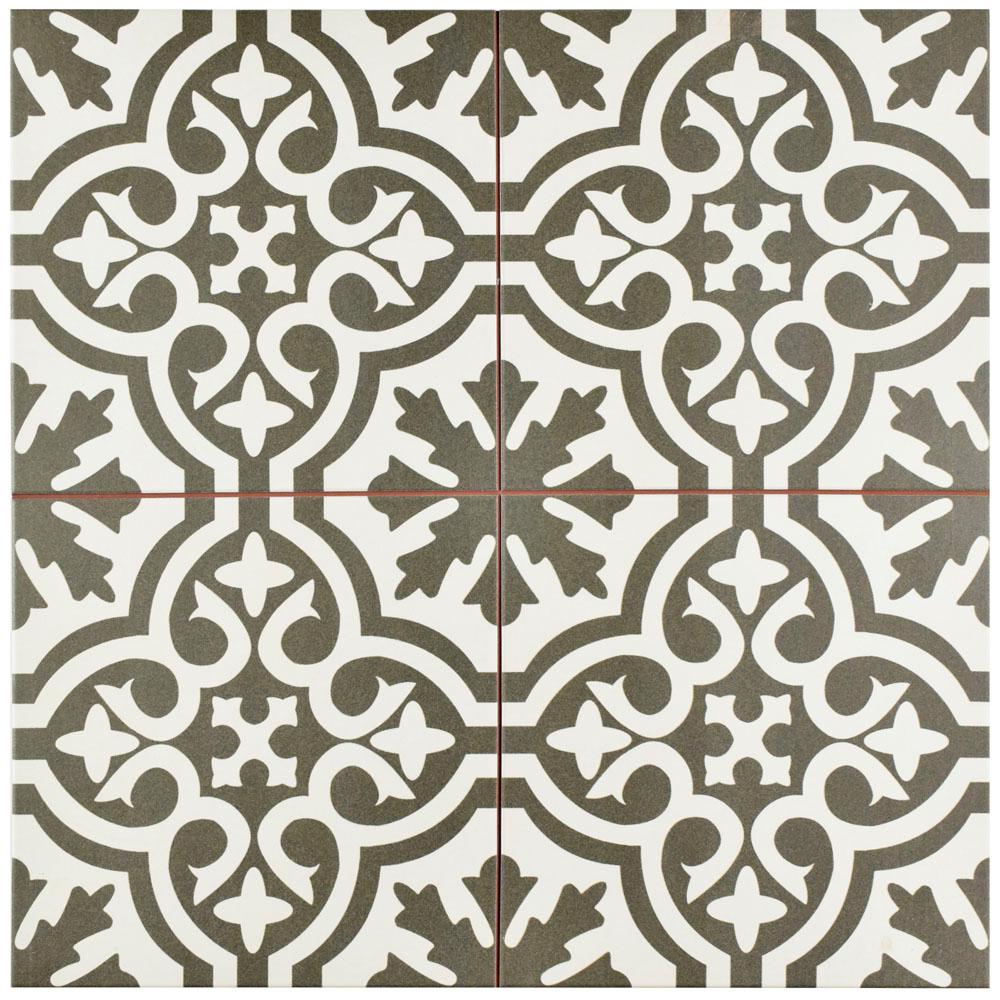 Merola Tile Berkeley Blue Encaustic 17 5 8 In X Ceramic Berkeley Charcoal Brown Encaustic 17 5 8 In X