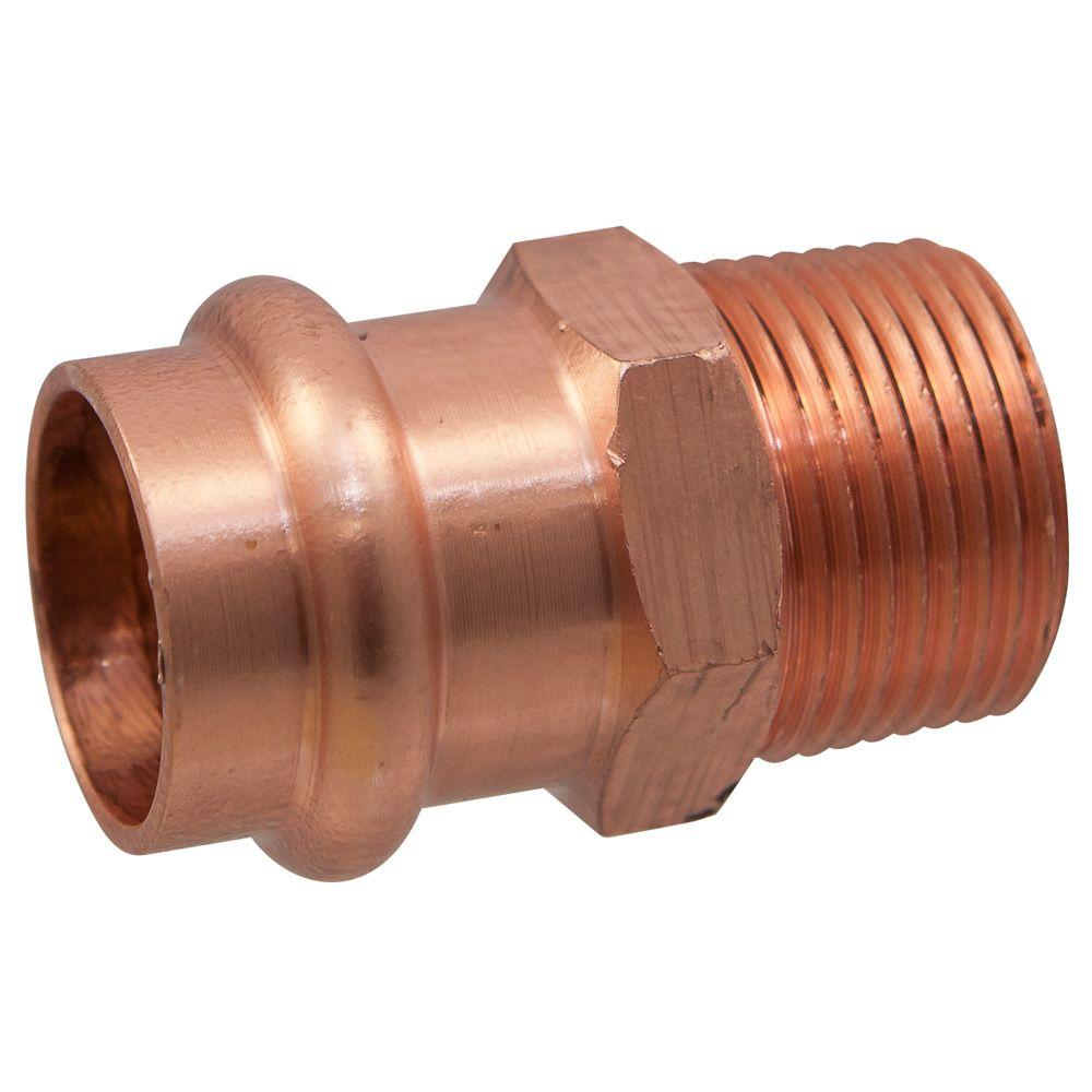 10 3/4" C x 1" Male NPT Threaded Copper Adapters