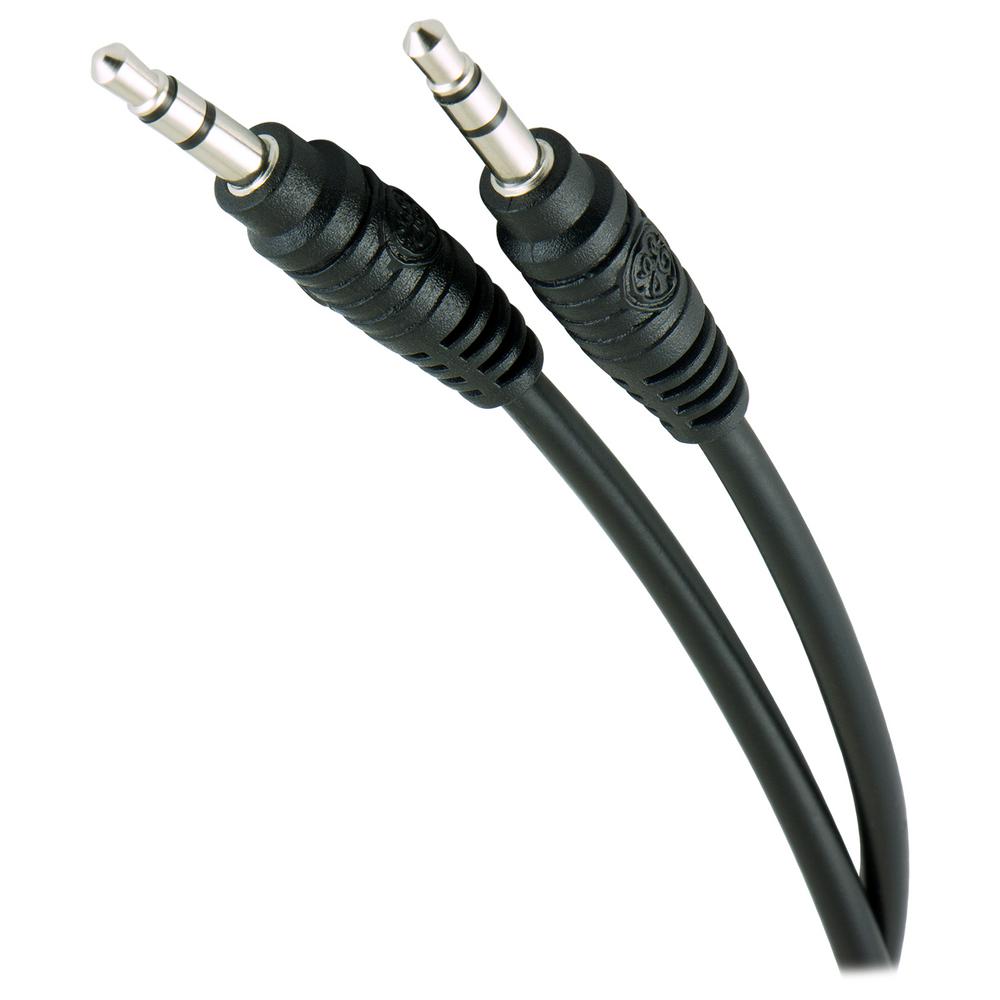 Ge 12 Ft 3 5 Mm Audio Auxiliary Cable Dual Shielded Cord To Reduce Signal Loss Black 34494 The Home Depot