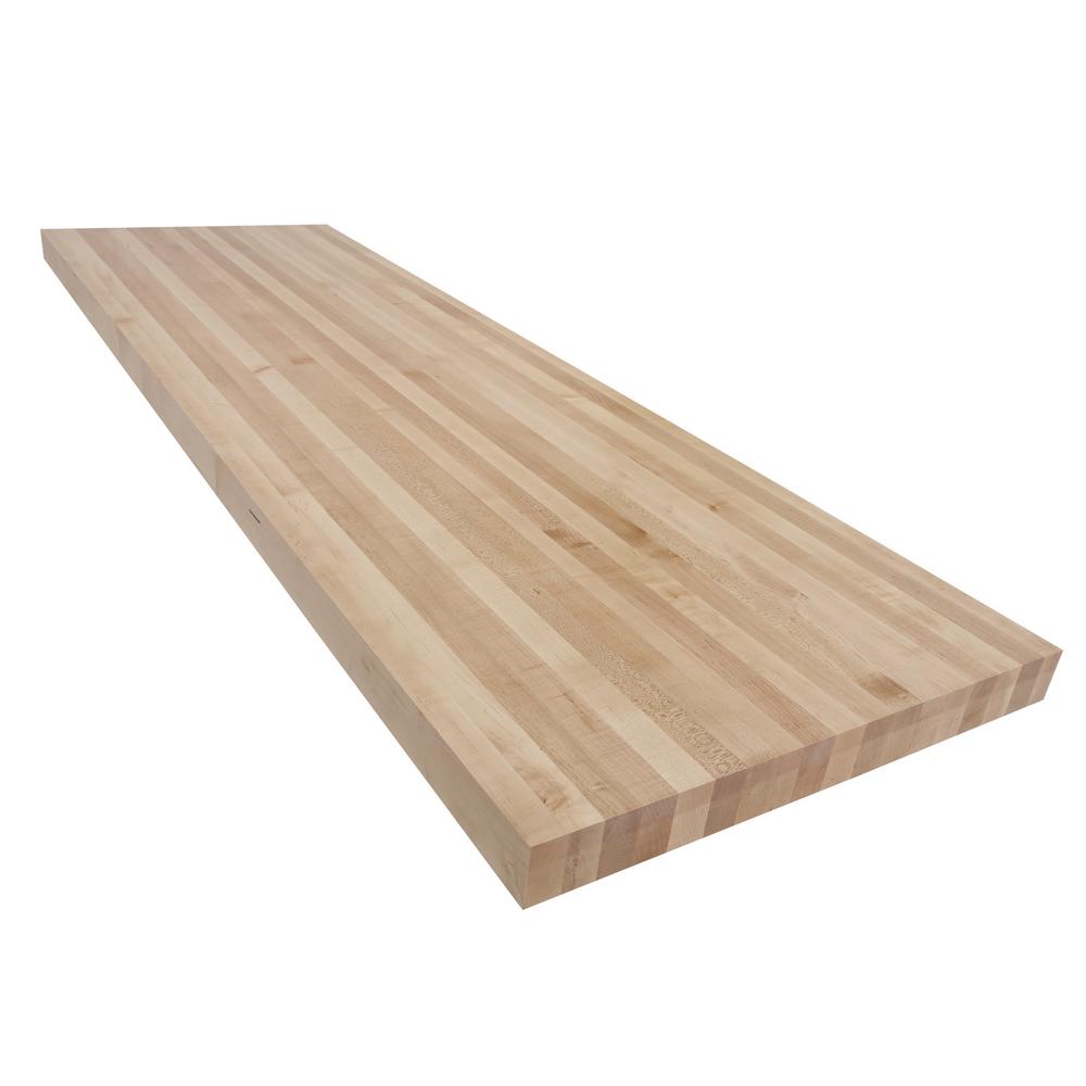 8 ft. L x 2 ft. 6 in. D x 3 in. T Butcher Block Countertop in Finished ...