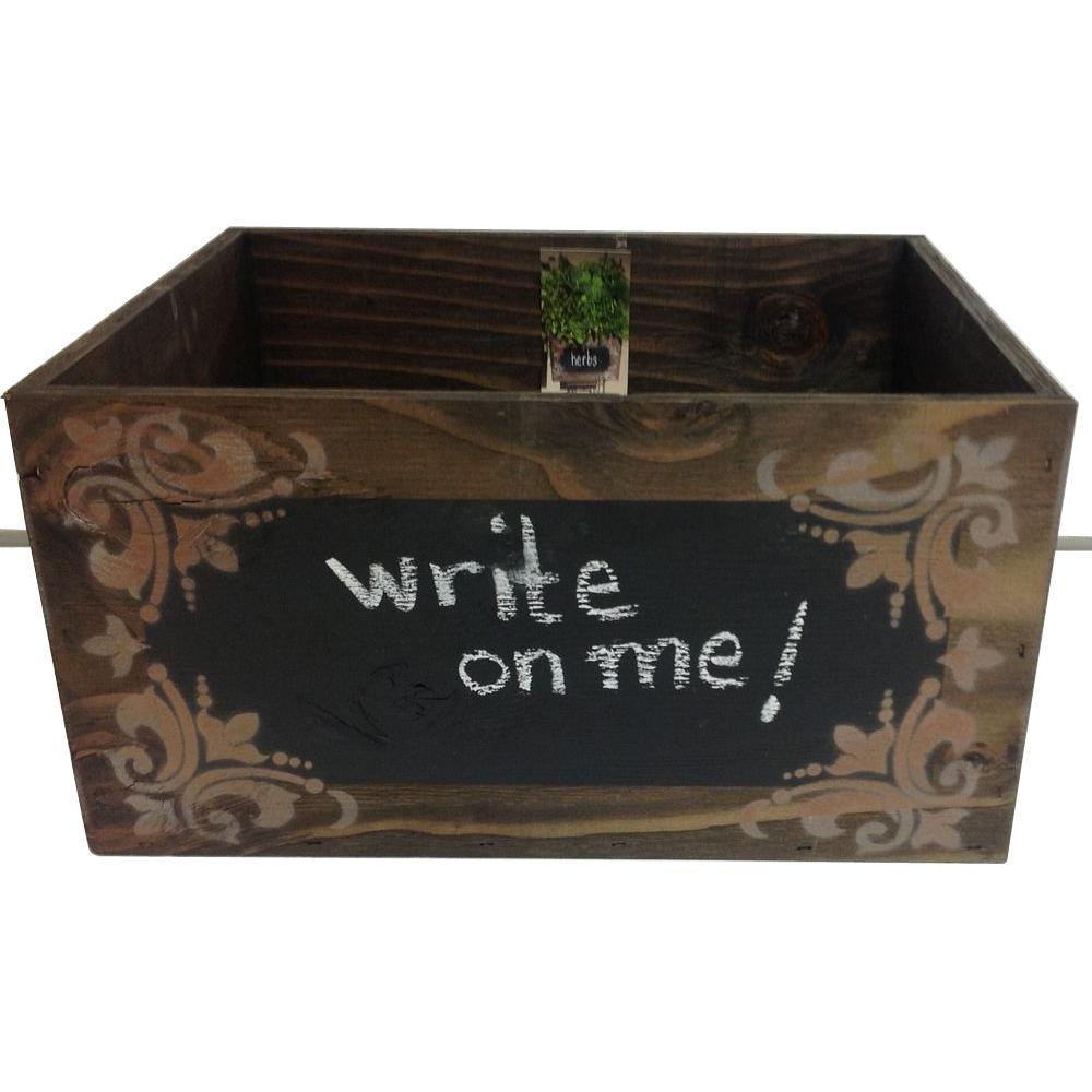 13 in. Vintage Wooden Brown Chalkboard Box0103 The Home Depot