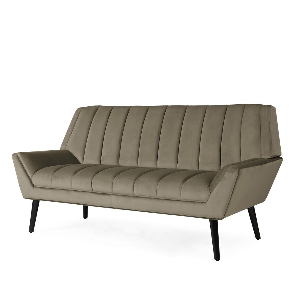 Handy Living Houston Mink Gray Velvet Mid Century Modern Arm Sofa Gray Velvet Mid Century Modern Arm Sofa