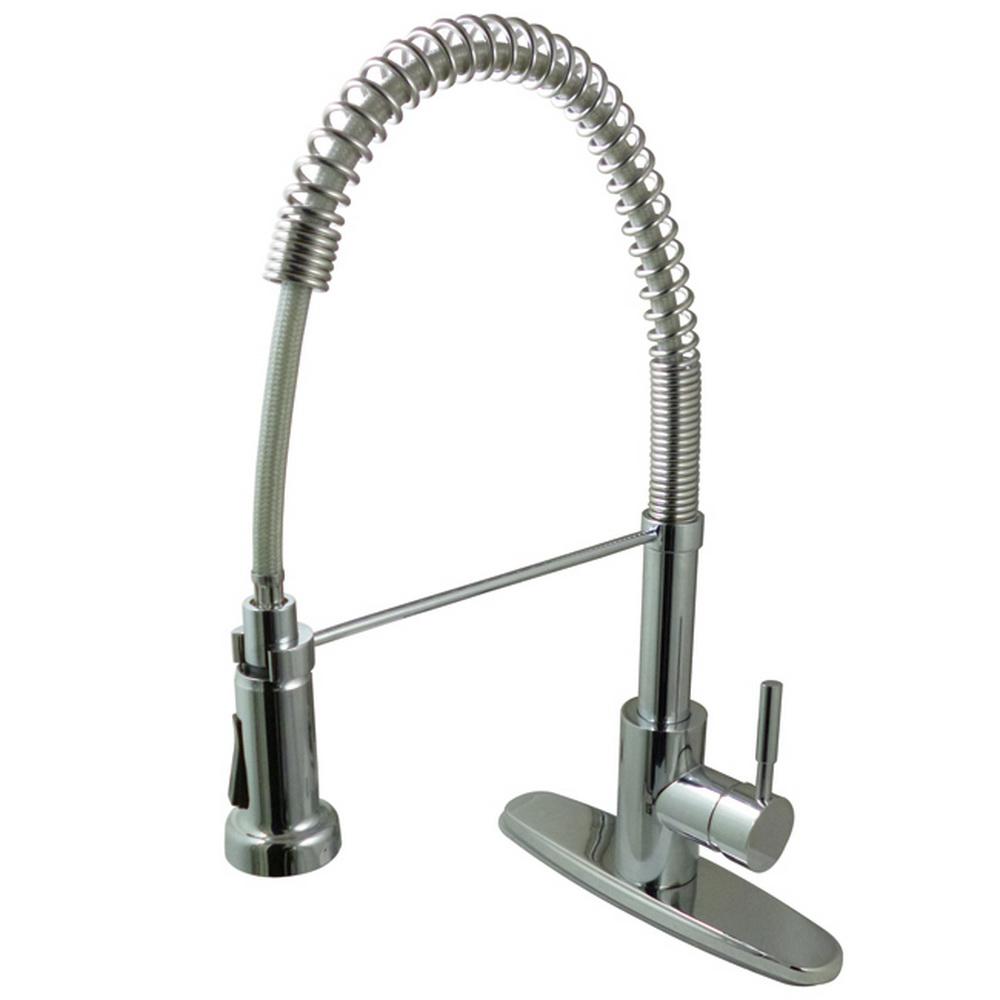 Kingston Brass Modern Single Handle Pull Down Sprayer Kitchen Faucet In Polished Chrome Hgsy8881dl The Home Depot