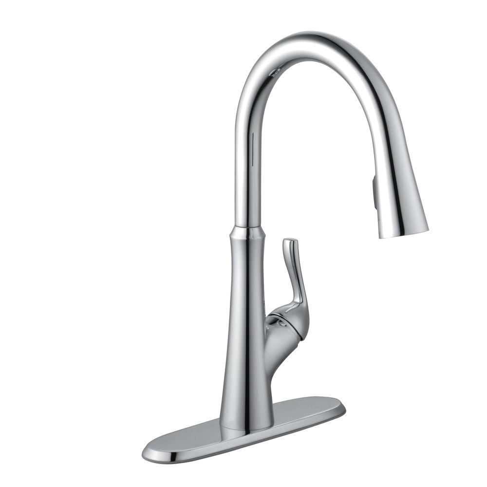 Tosca 2Handle WallMount PullDown Sprayer Kitchen Faucet in Chrome