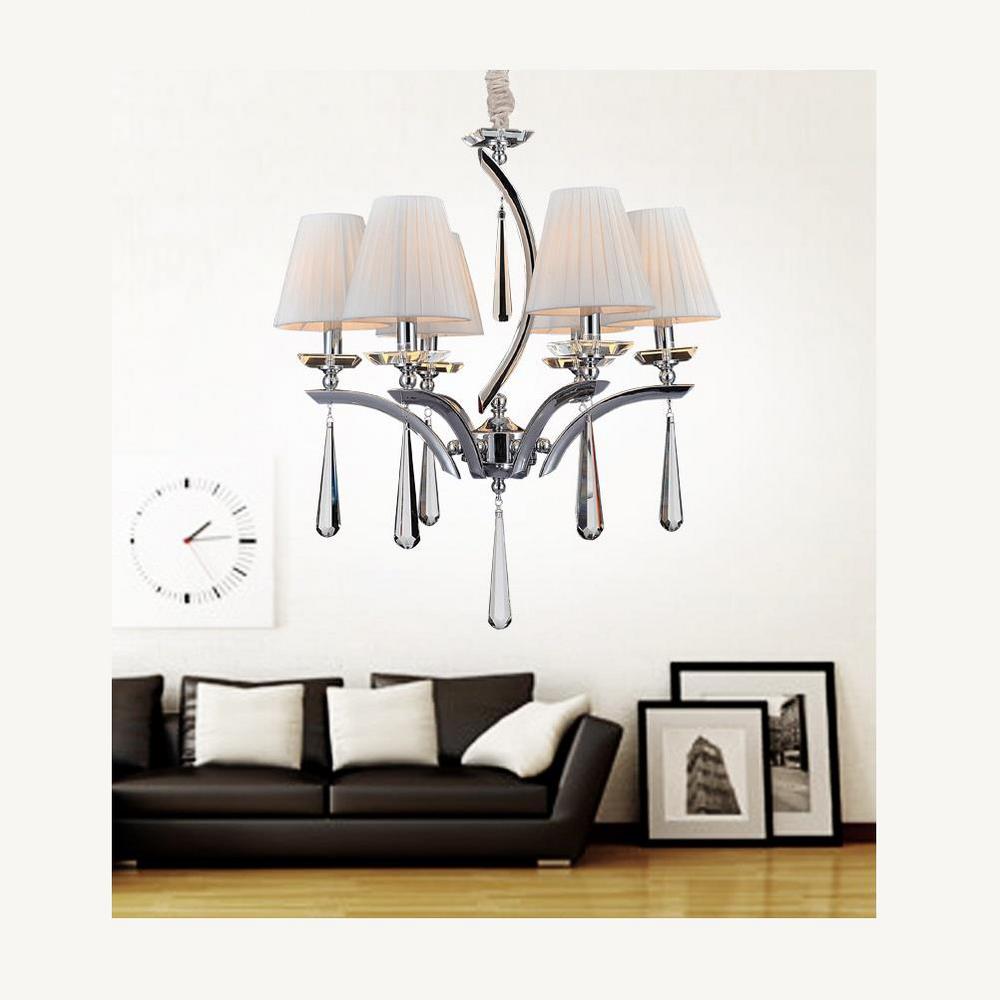 Cwi Lighting Alice 6 Light Chrome Chandelier With White Shade Cwi Lighting Alice 6 Light Chrome Chandelier With White Shade