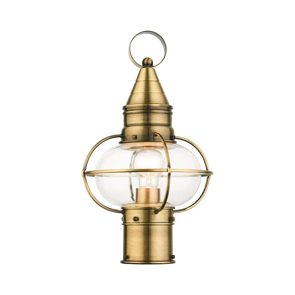 Livex Lighting Newburyport 1Light Outdoor Antique Brass Post Light