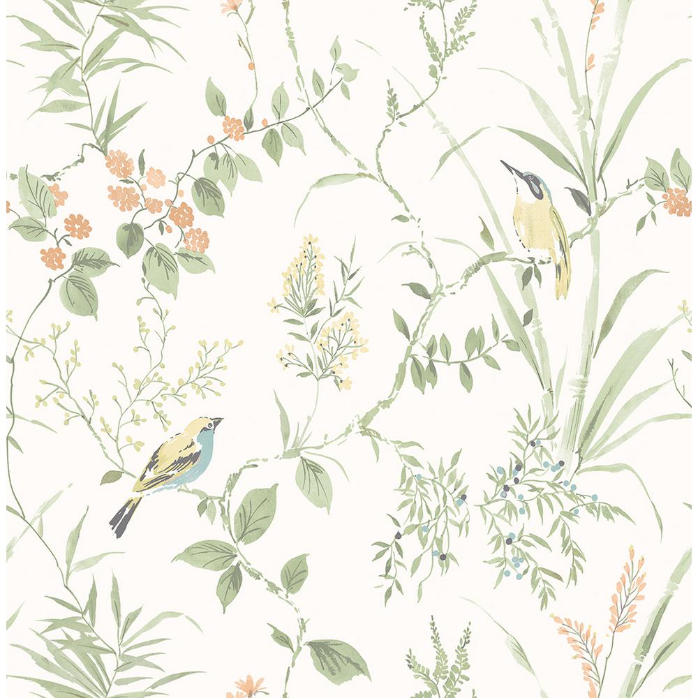 Chesapeake 56.4 sq. ft. Imperial Garden Light Green Botanical Wallpaper
