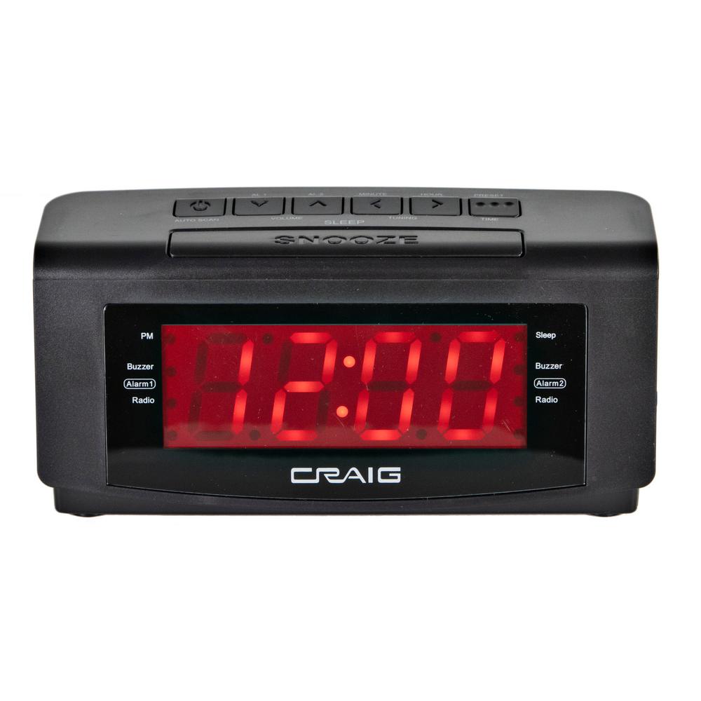 CRAIG 1-1/5 in. Dual Alarm Clock PLL AM/FM Radio-CR45372 - The Home Depot