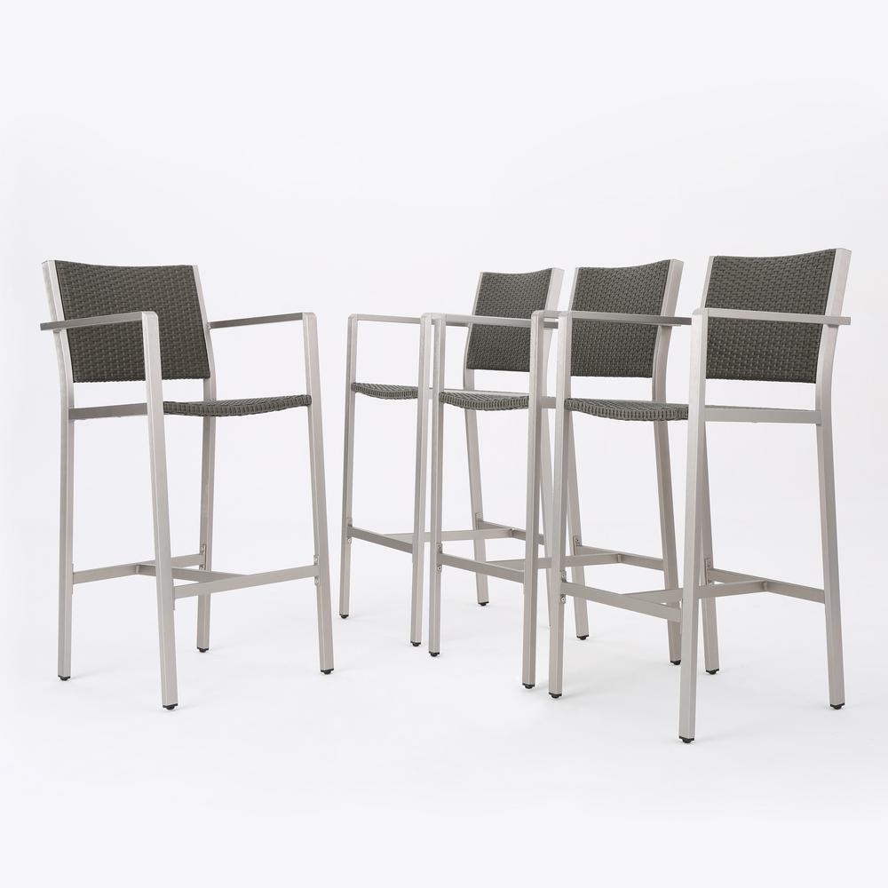 Noble House Valentina Wicker Outdoor Bar Stool (4Pack)300356 The